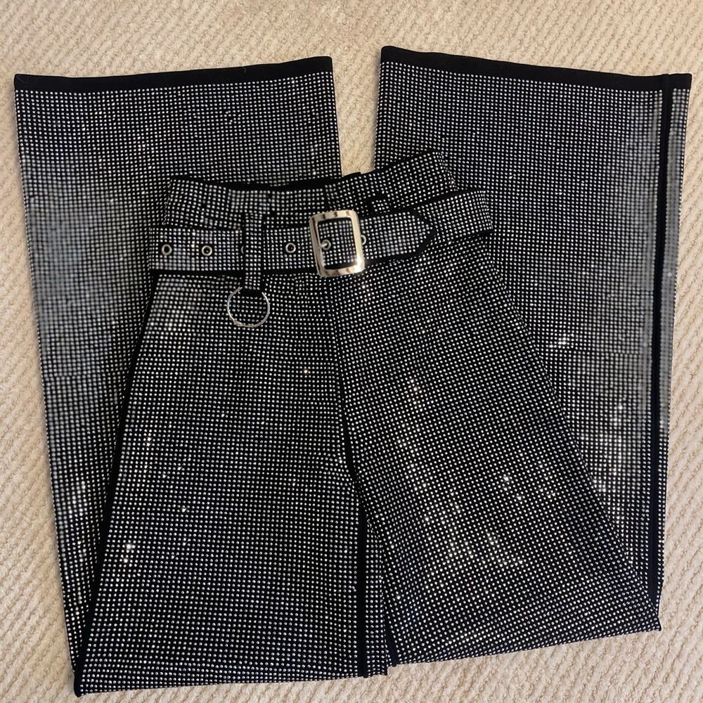 I.AM.GIA Black Sequin Wide-Leg Pants